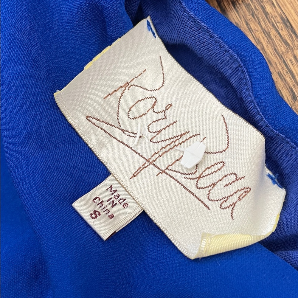 Rory Beca Royal Blue Silk Sleeveless Partially Lined Lightweight Maxi Dress - Picture 5 of 6